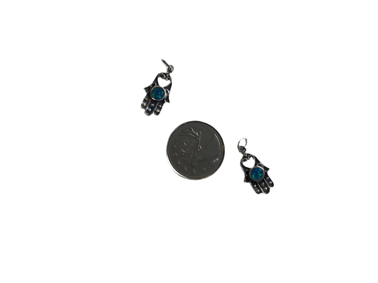 Silver Fatima Hand with Synthetic Opal