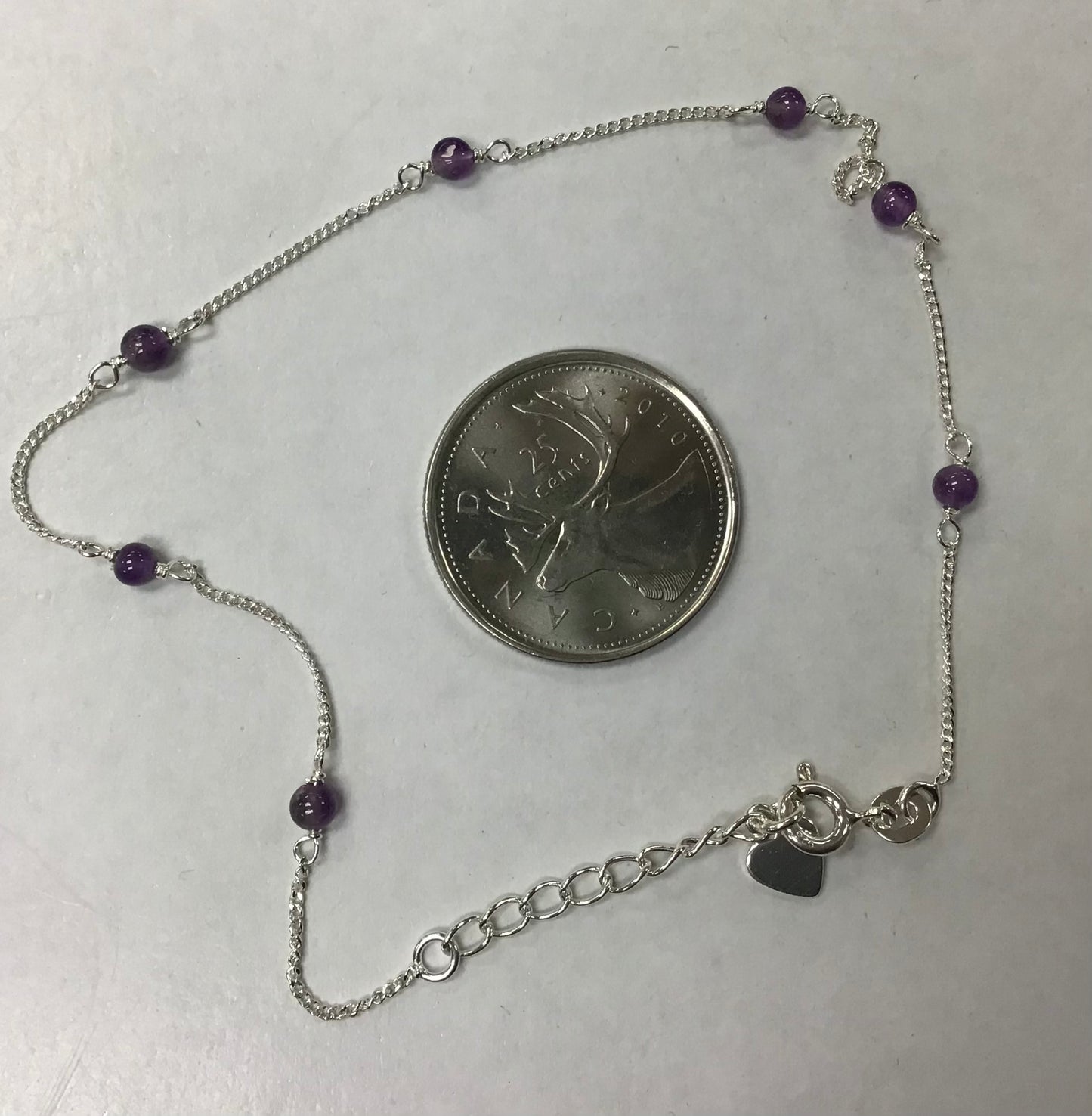 9” Silver Gemstone Anklet