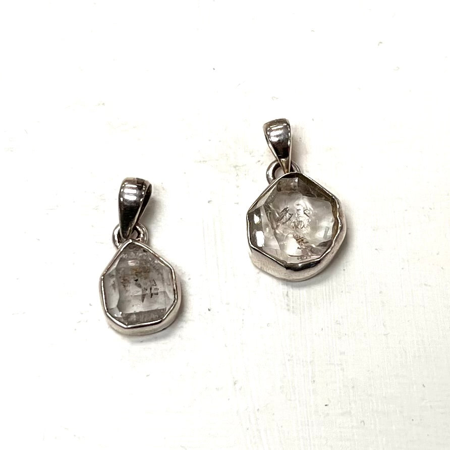 Rough Herkimer Diamond Pendant Set in Silver