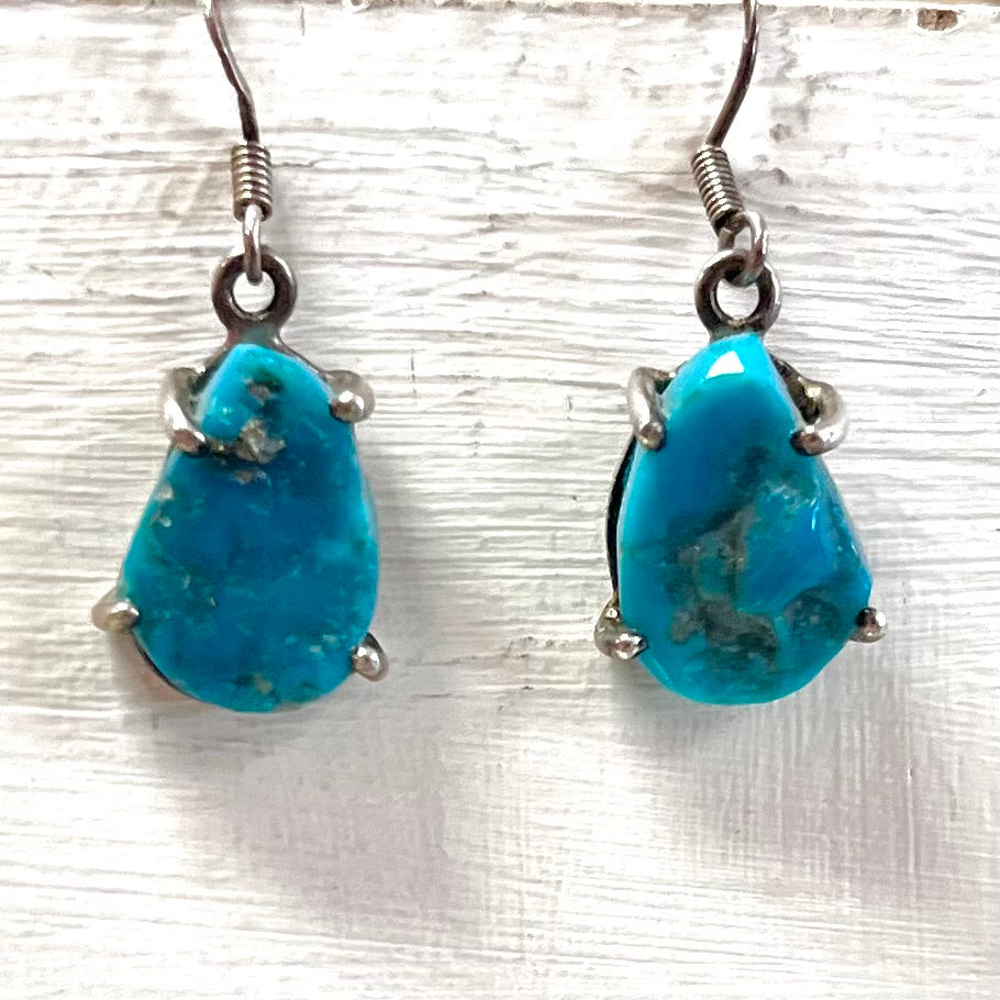 Turquoise Earrings, Drop 'Polished' Teardrop