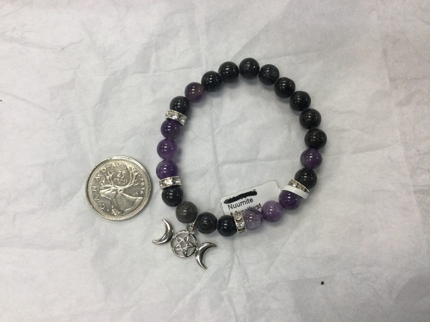 Two Stone 8 mm bead bracelet With Charm