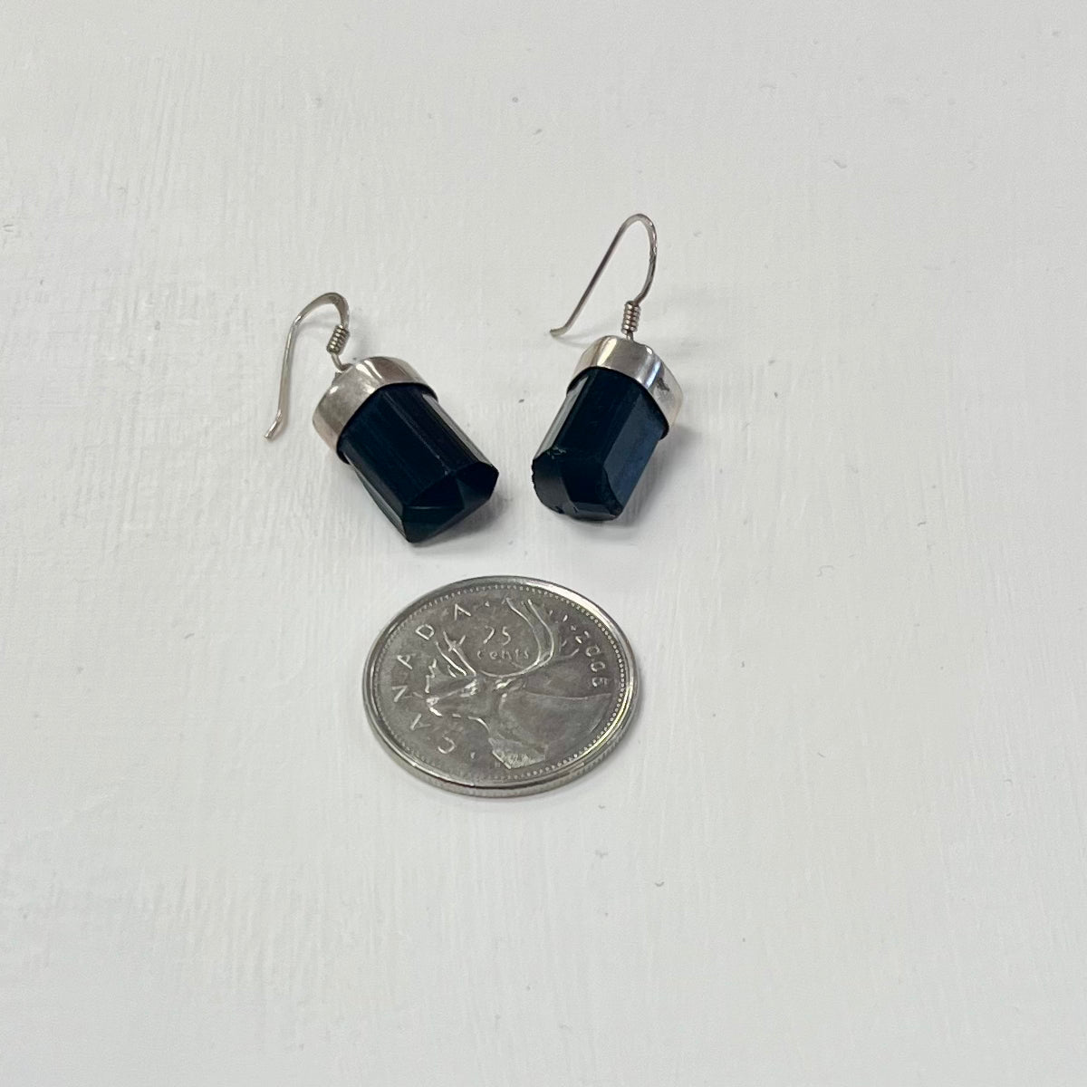 Dangle Pointed Tourmaline Earrings in Silver