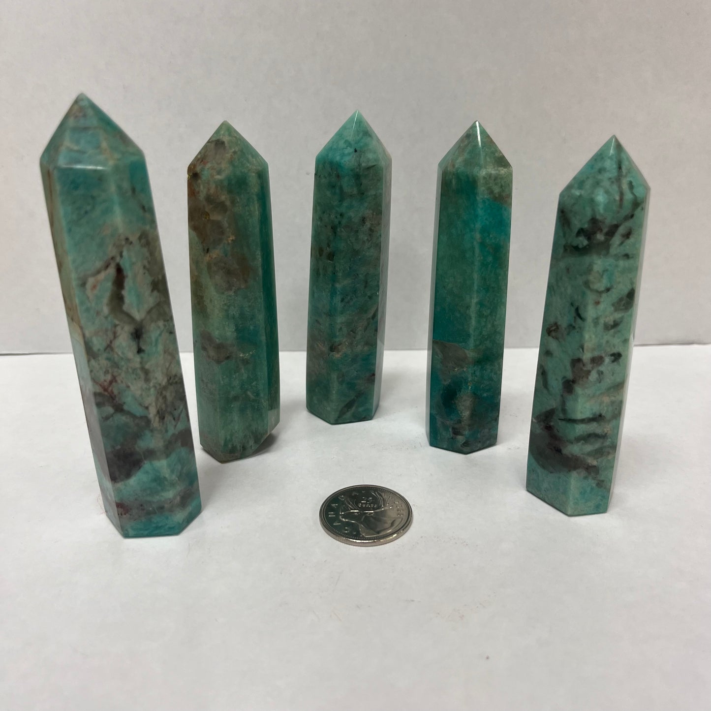 Amazonite w/ Smoky Quartz Inclusions Points