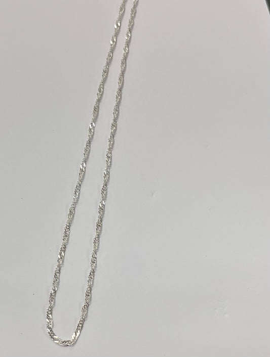 16" Metal (Lightly Silver Plated) Twist Chain