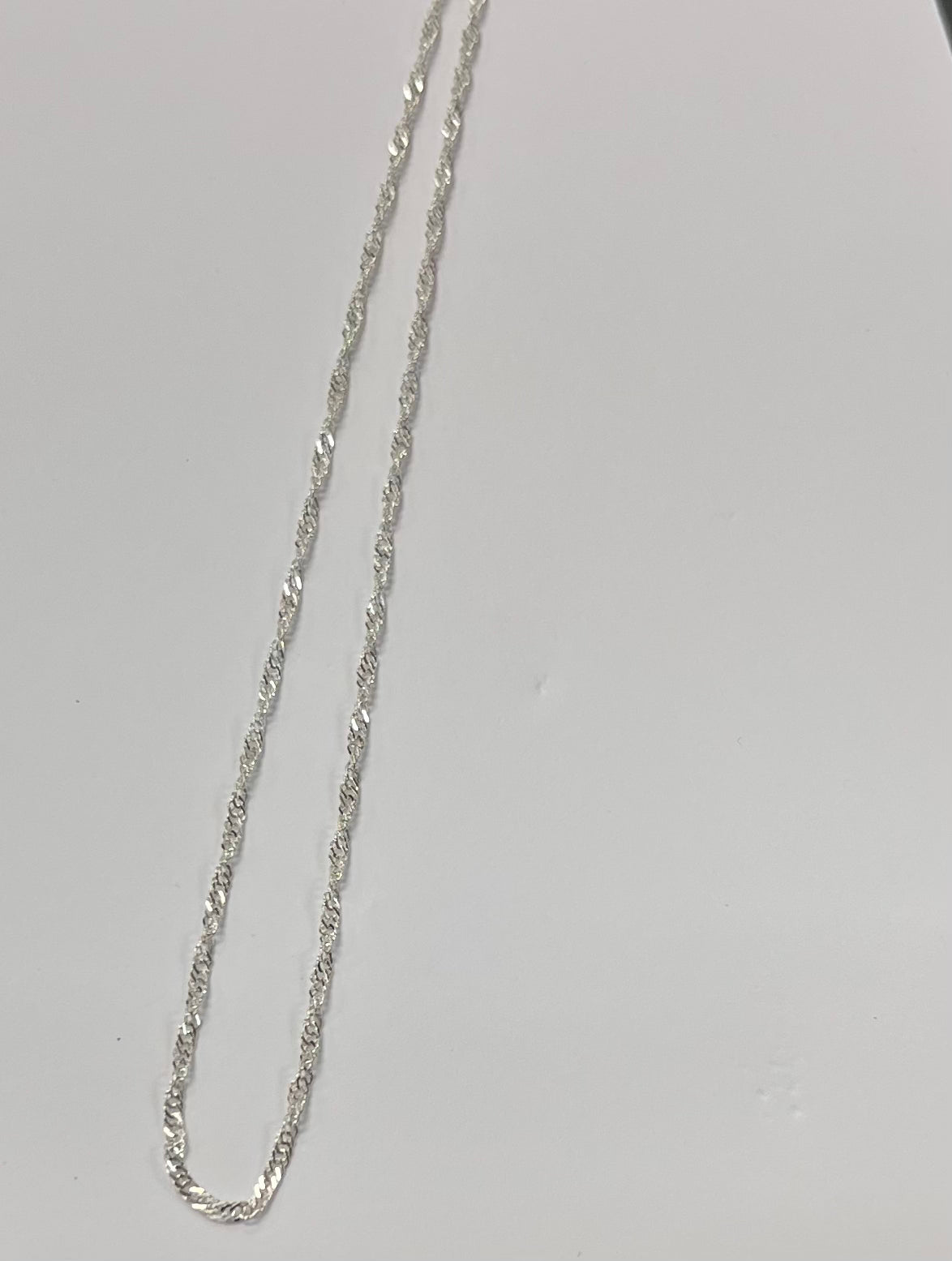 16" Metal (Lightly Silver Plated) Twist Chain