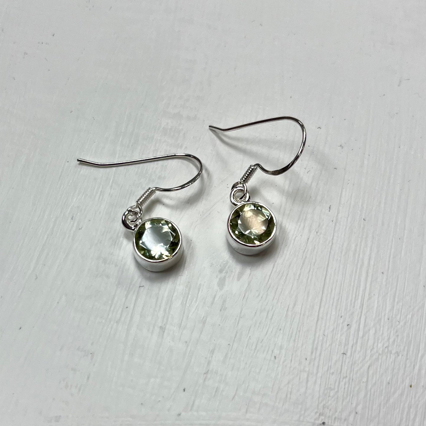 Faceted Dangle Prasiolite Earrings in Silver (Various Cuts)