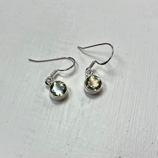 Faceted Dangle Prasiolite Earrings in Silver (Various Cuts)