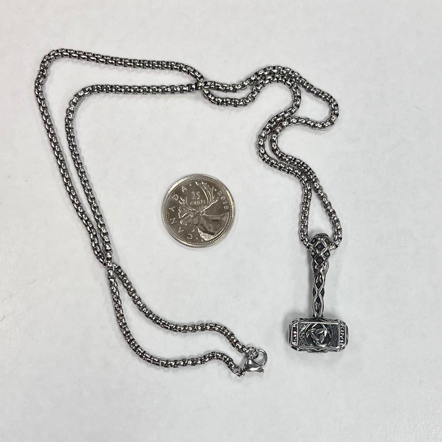 Stainless Steel Nordic Hammer Necklace 24"