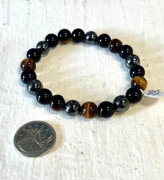 Tiger Eye / Hematite / Black Agate 10mm Bracelet