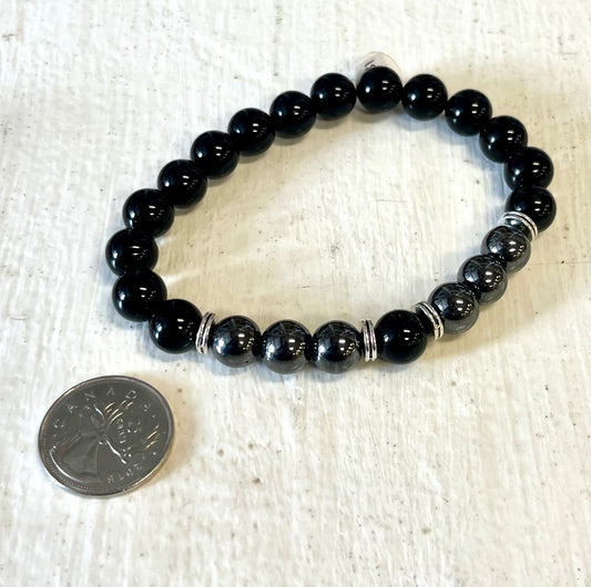 Hematite / Black Agate 10mm Bracelet