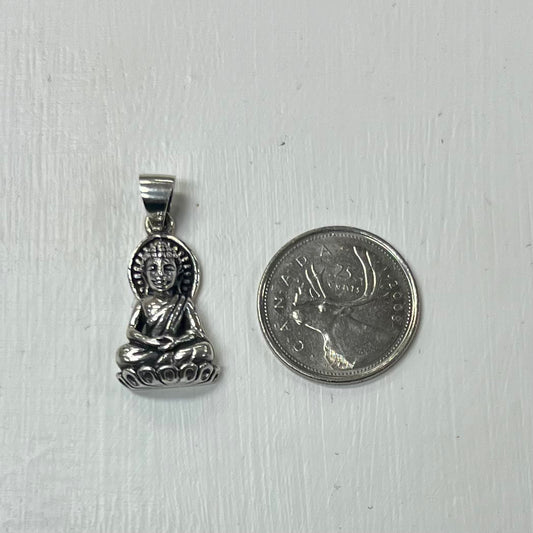 Silver Sitting Buddha Pendant 30mm