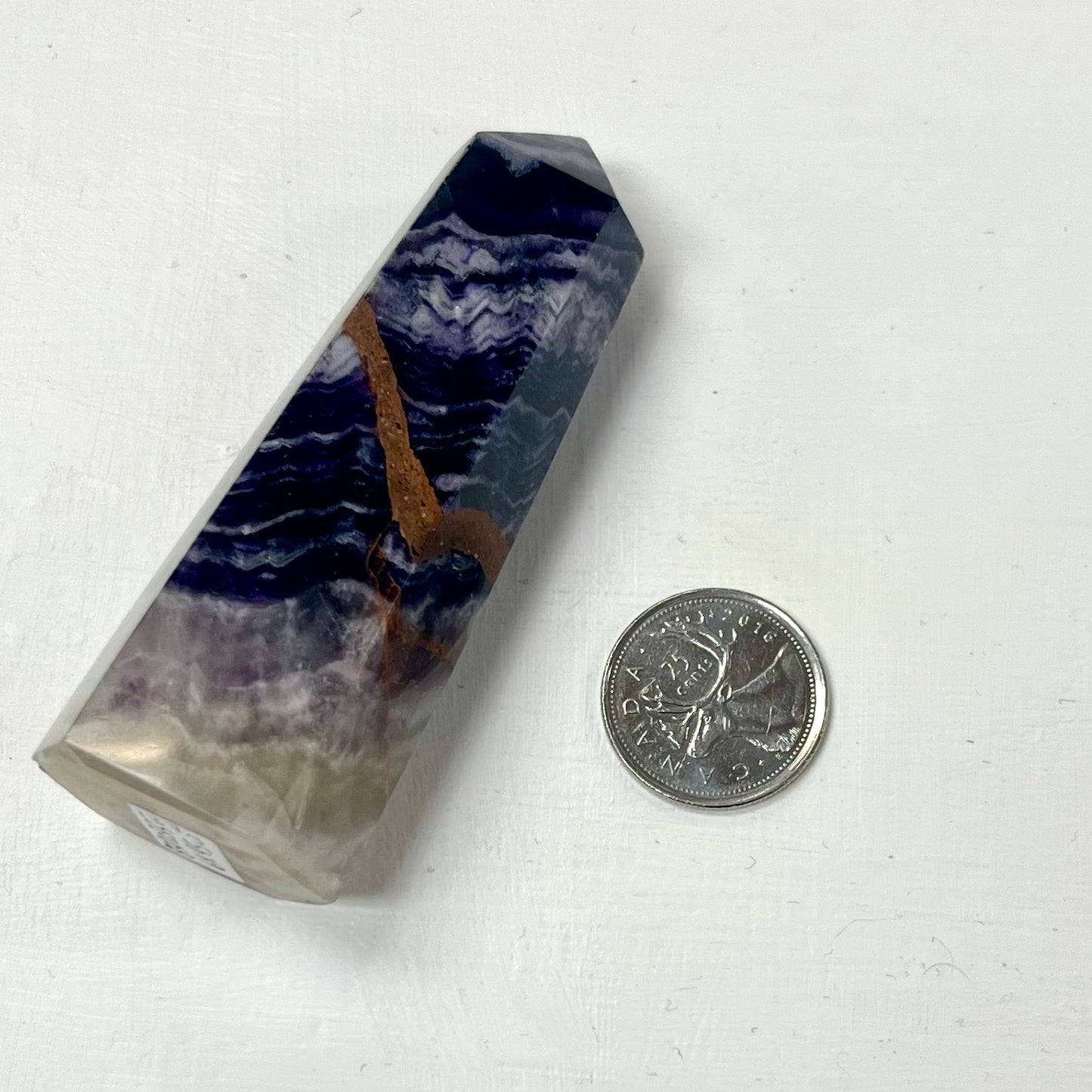 Fluorite in Quartz Point (Deep Purple )137g