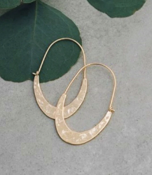 Hammered Tapered Oval Hoop Gold Plated, Victoria BC