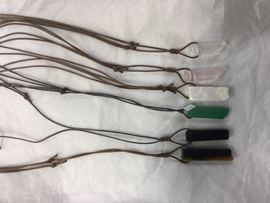 Semi-Polished Slab Pendant on Cord (Assorted Stones)