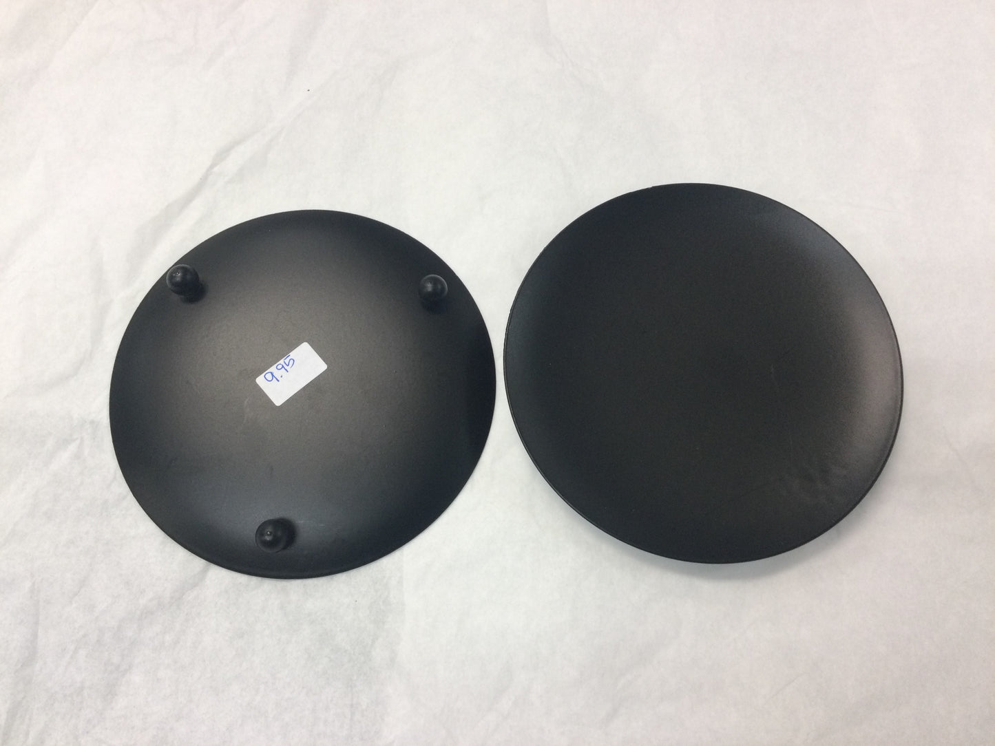 Three Footed Black Metal Candle Holder Disc