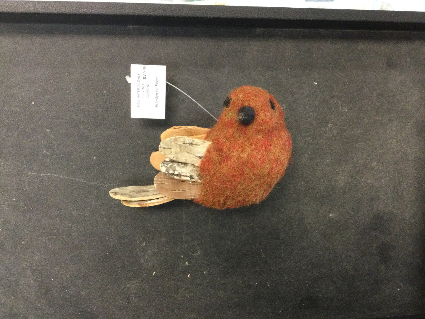 bird felted red wooden wings