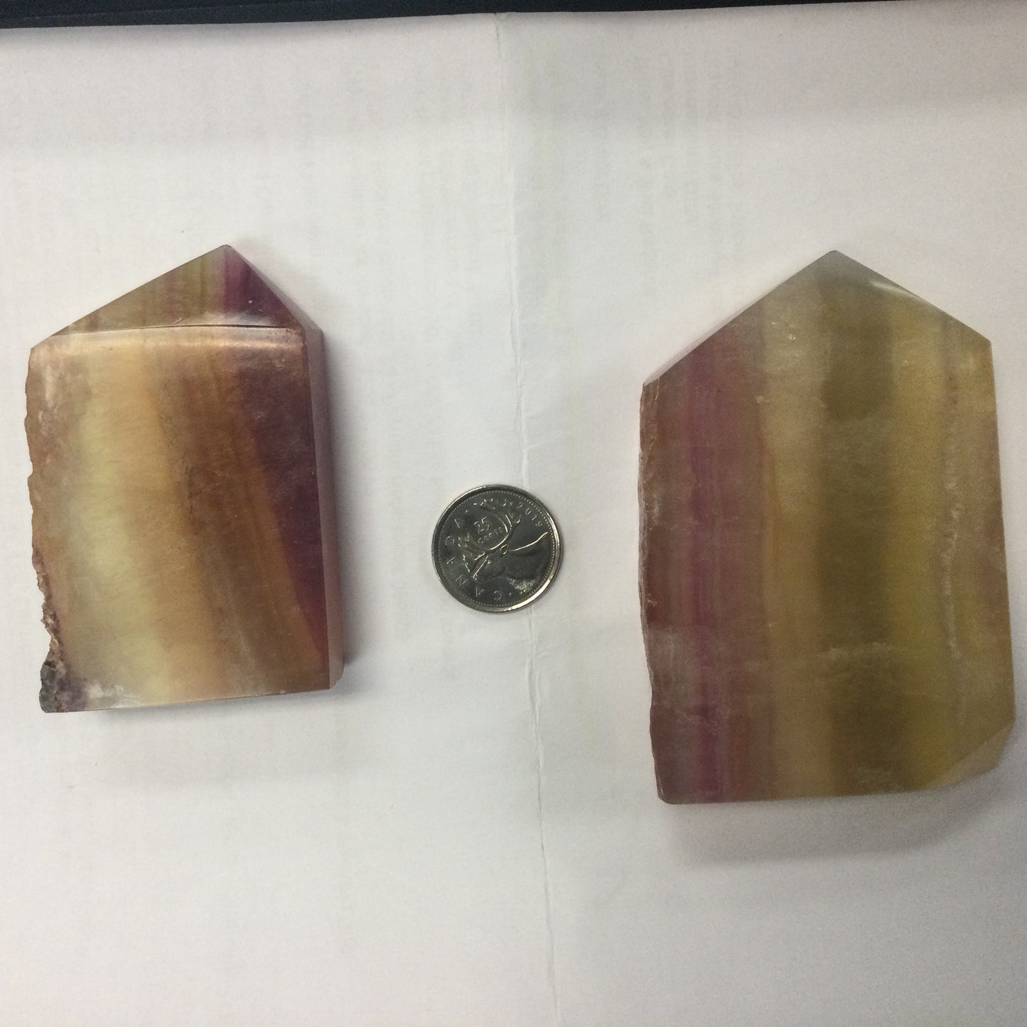 Semi polished fluorite slab tower