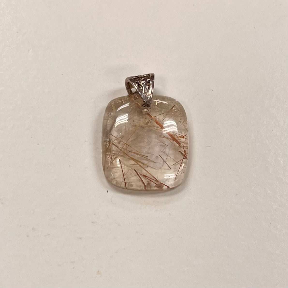 Square Rutilated Quartz Pendant 20mm