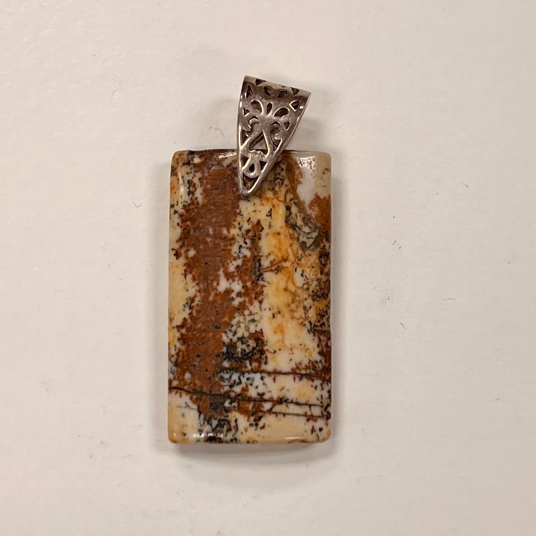 Rectangular Picture Jasper Pendant 30mm
