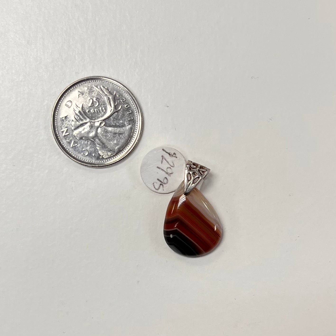 Small Simple Red Botswana Agate Tear Drop Pendant