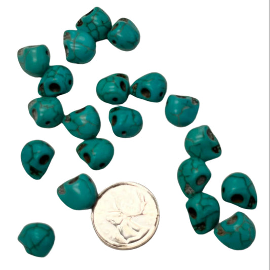 Turquoise Dyed Howlite Skull Bead