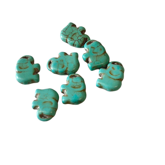Turquoise Dyed Howlite Elephant Bead