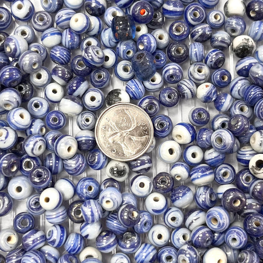 Blue / White Ceramic Beads 8mm