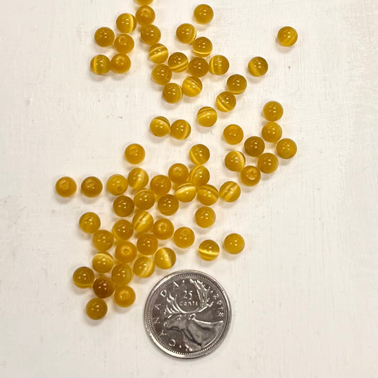 4mm Yellow Cat's Eye Beads