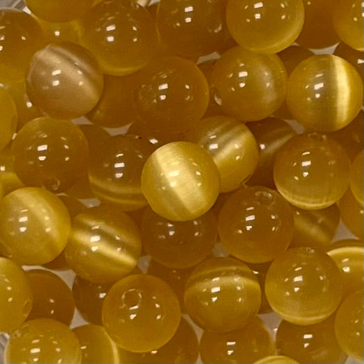 4mm Yellow Cat's Eye Beads