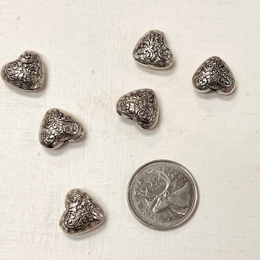 Antique Silver 14mm Heart Bead