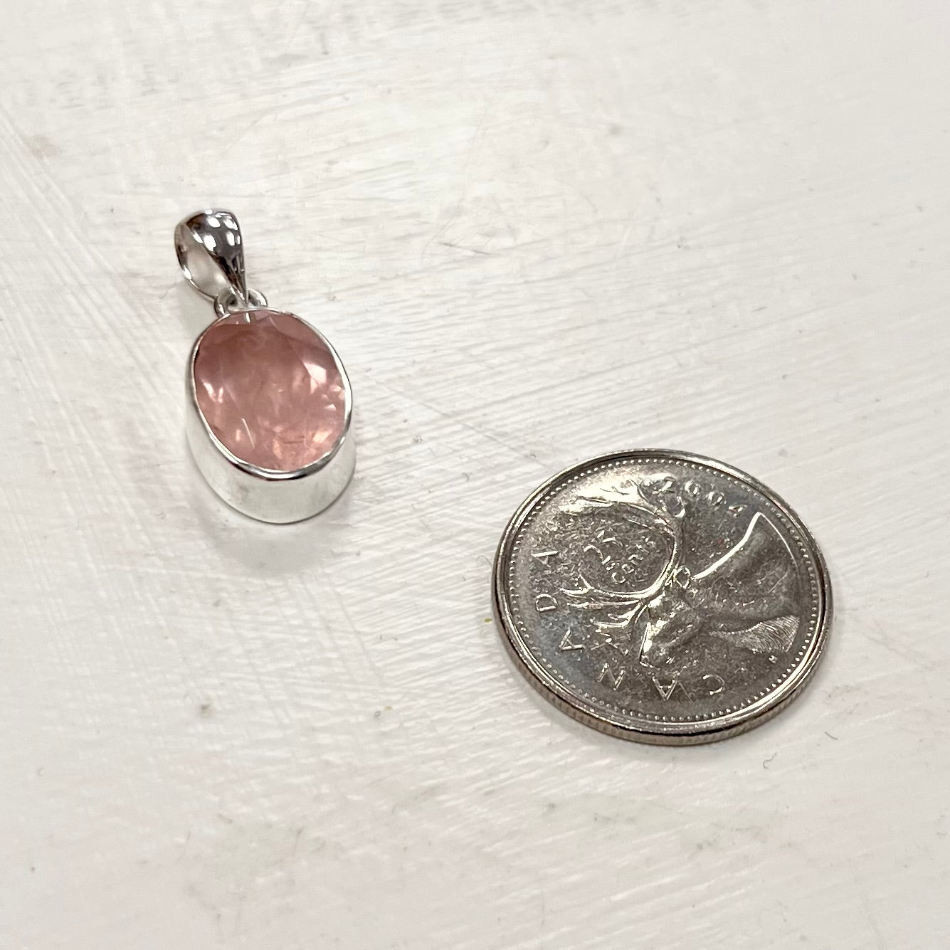10mm Faceted Rose Quartz Pendant In Silver