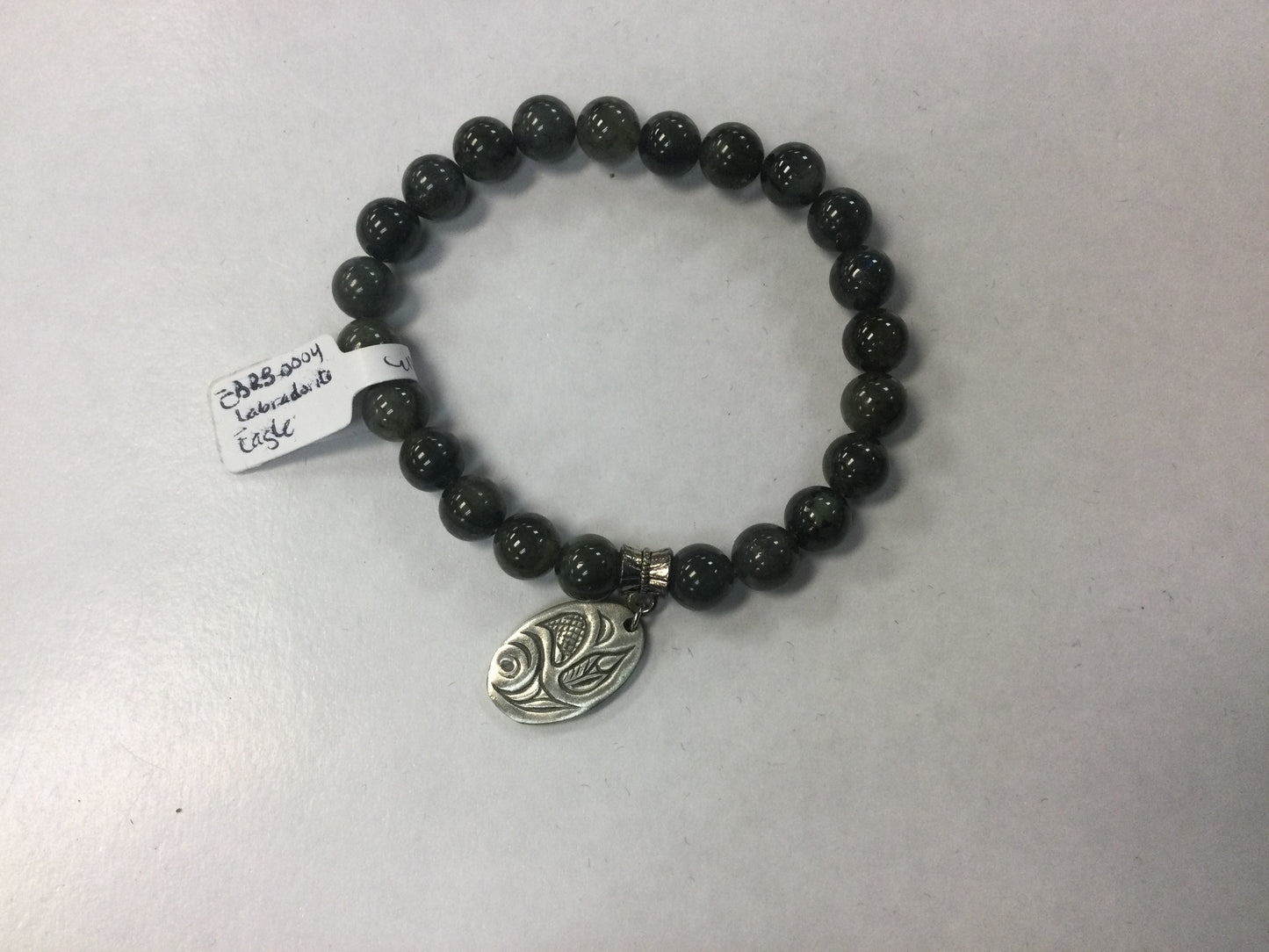 Labradorite 8mm Bracelet with Pewter Charm