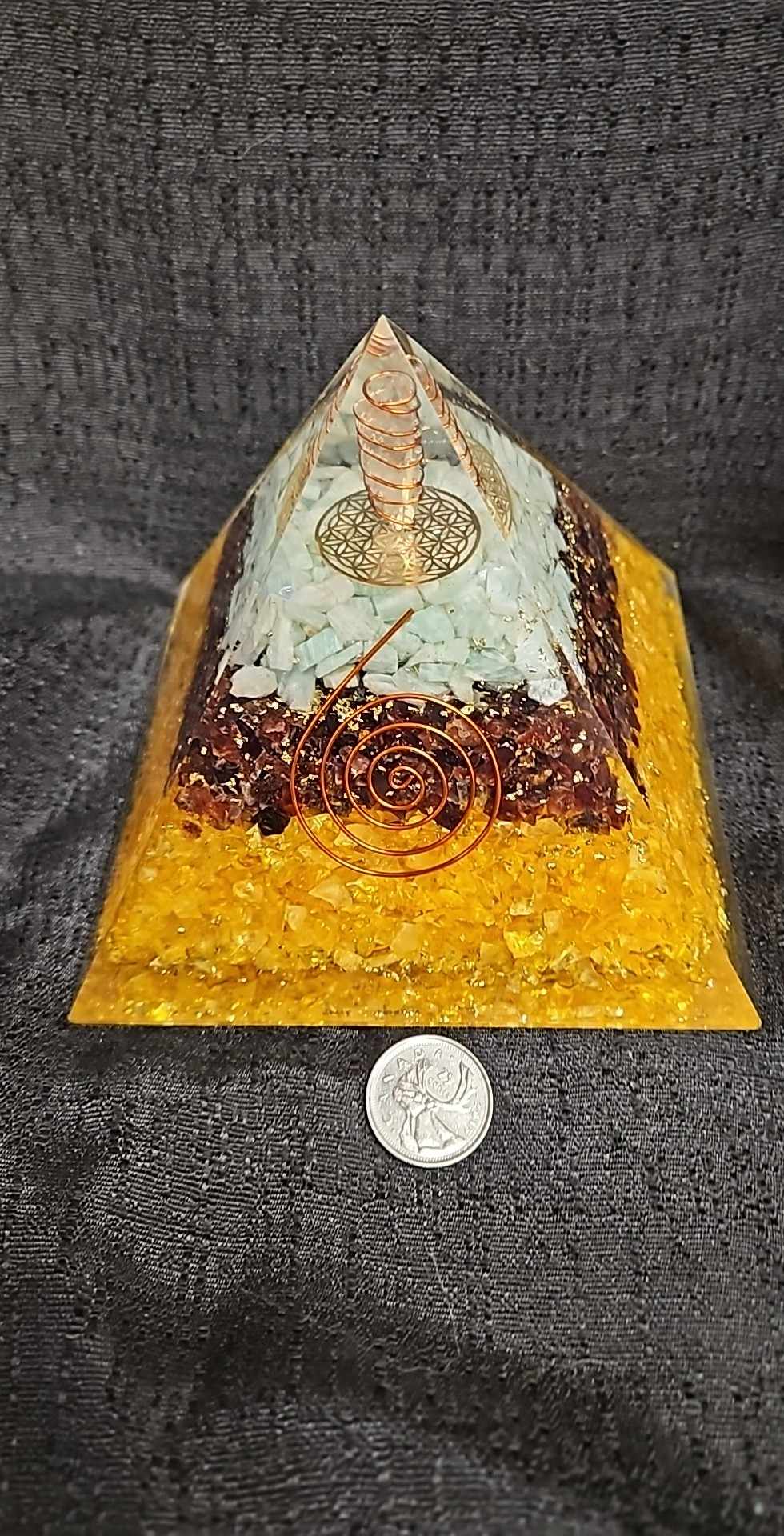 Orgonite Pyramid for Abundance (Amazonite, garnet, citrine)