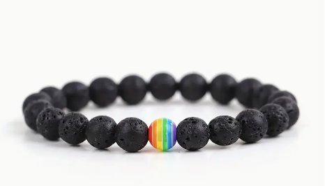 8mm Lava Stone Pride Bead Bracelet