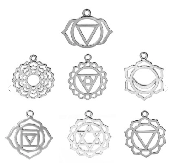 Chakra Charm Pendant Silver Tone