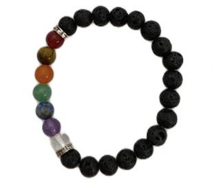 Chakra Stones With Lava Stone w/ Metal Spacer