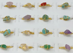 Gold Plated Wire Wrap Stone Rings (Assorted)