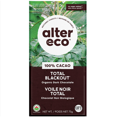Alter Eco Total Blackout Chocolate Bar 100% Cocoa
