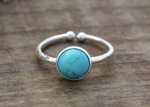 Adjustable Turquoise Ring (Silver Plated)