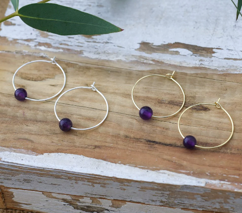 Bohemian Whisper Hoops with Stone