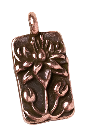 Small Antique Copper Plated Lotus Charm 17x9mm