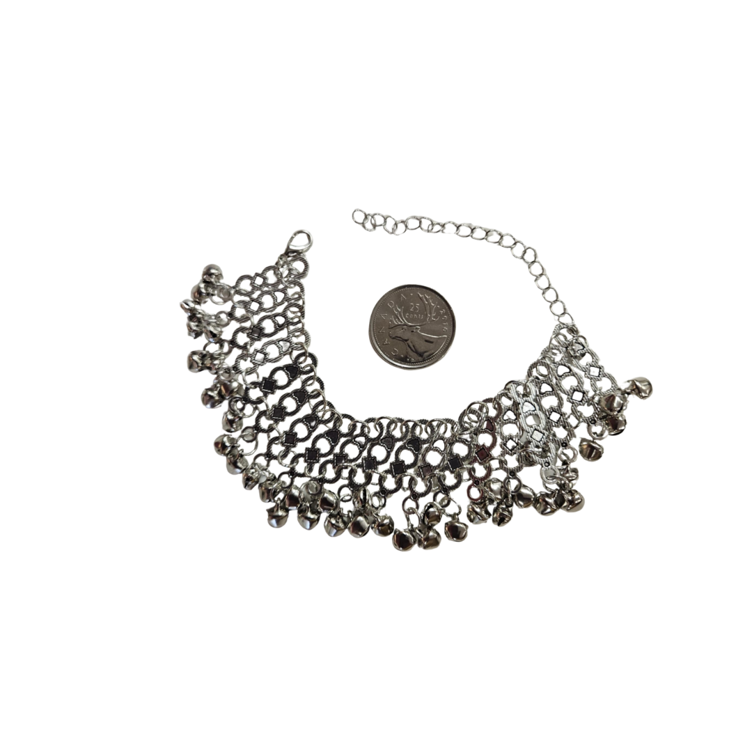 Multi-Layer Anklet With Small Bells, Tassels