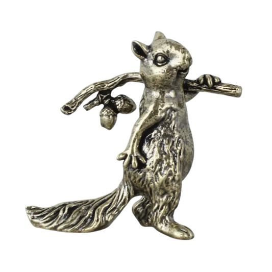 Brass Traveling Squirrel Figurine