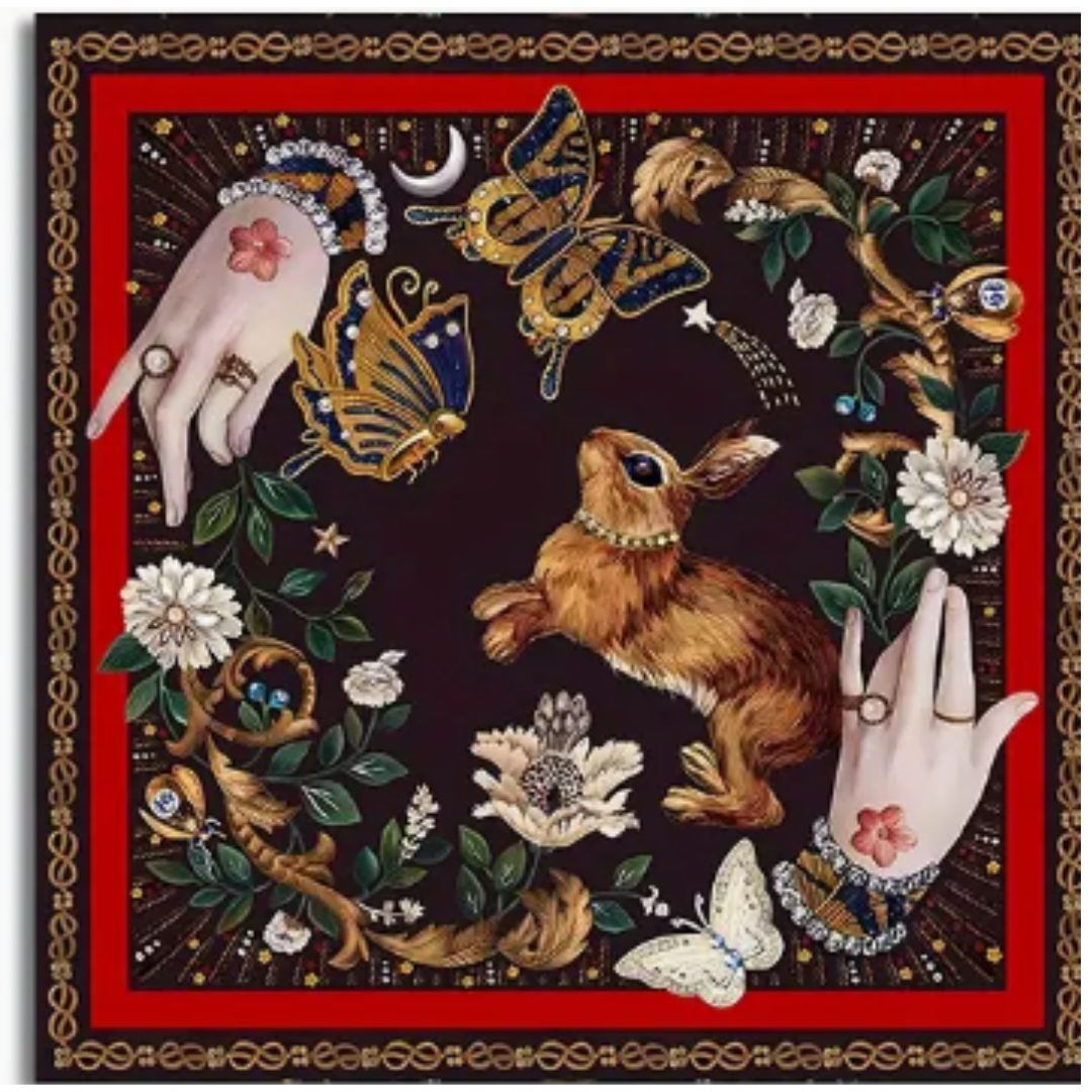 Altar Cloth, Rabbit, Butterflies, Two Hands