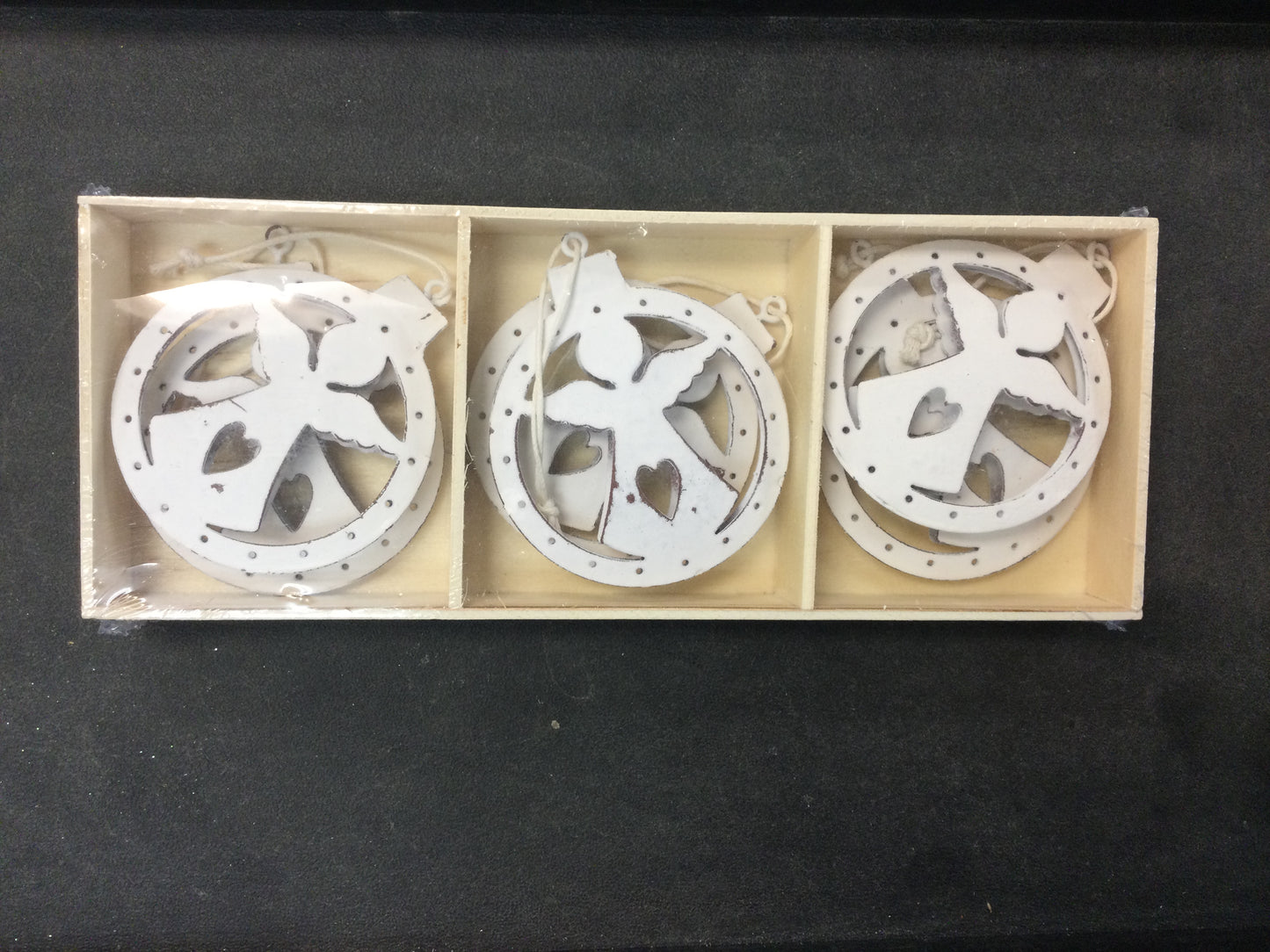 White Painted Metal Ornament Set