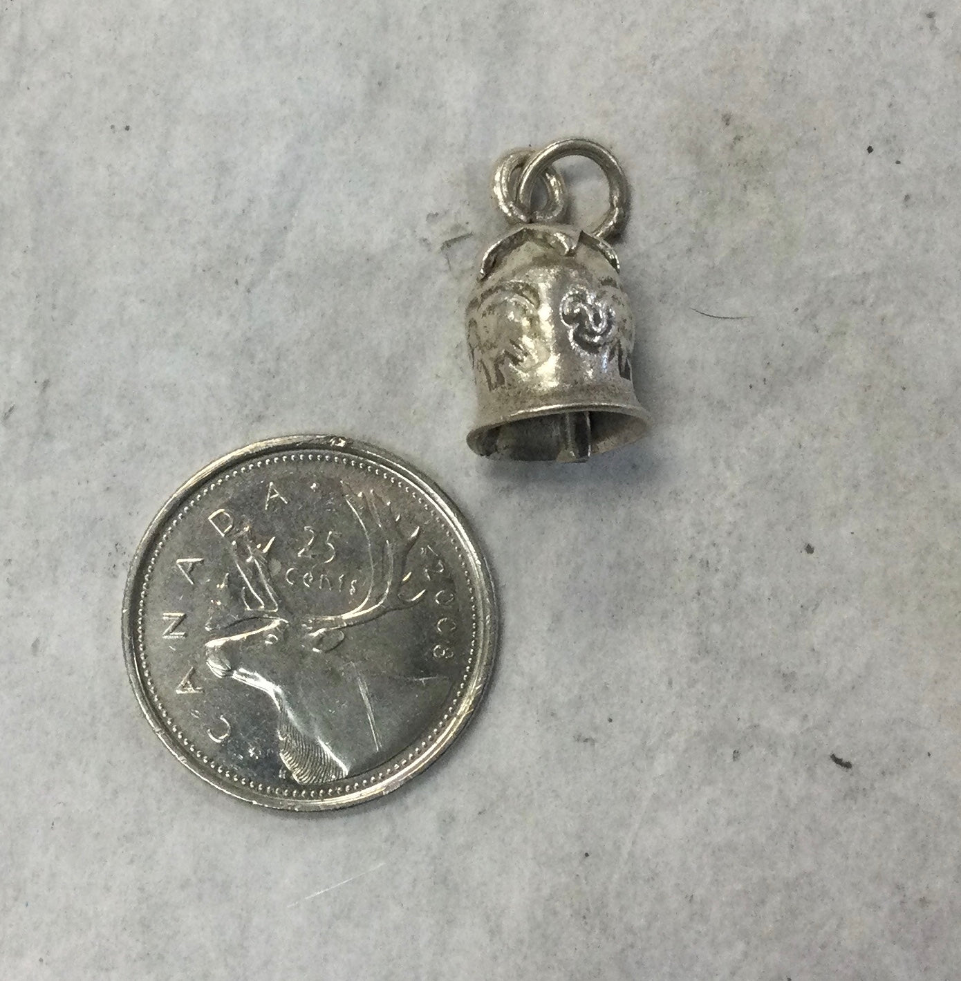 Silver Bell Pendant with Elephants