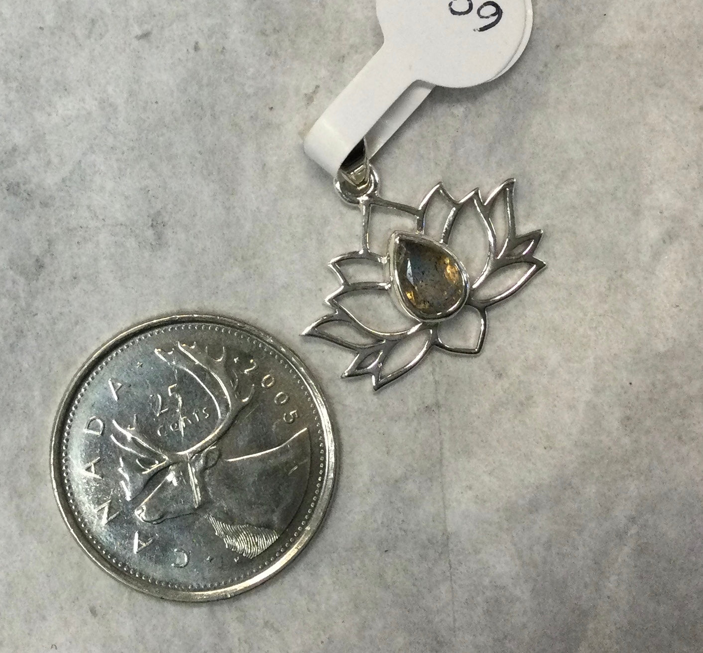 Gemstone Silver Lotus Pendant