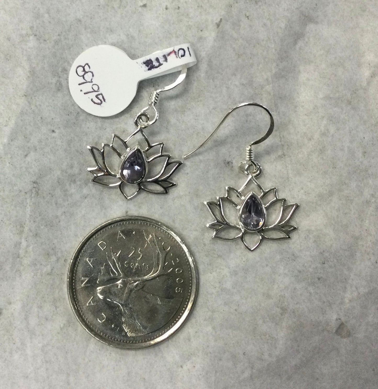 Gemstone Lotus Flower Dangle Earrings