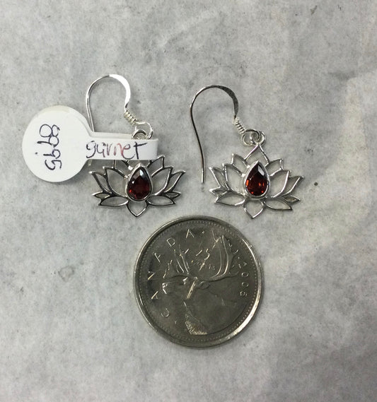 Gemstone Lotus Flower Dangle Earrings