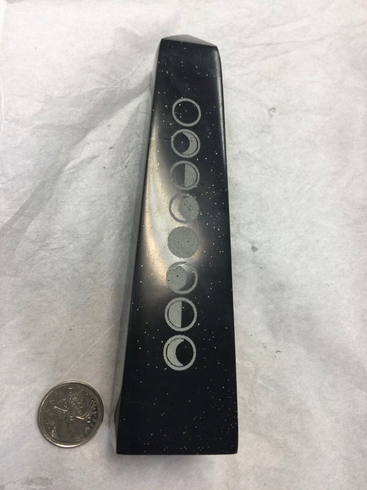 Obsidian Engraved Moon Phases Obelisk